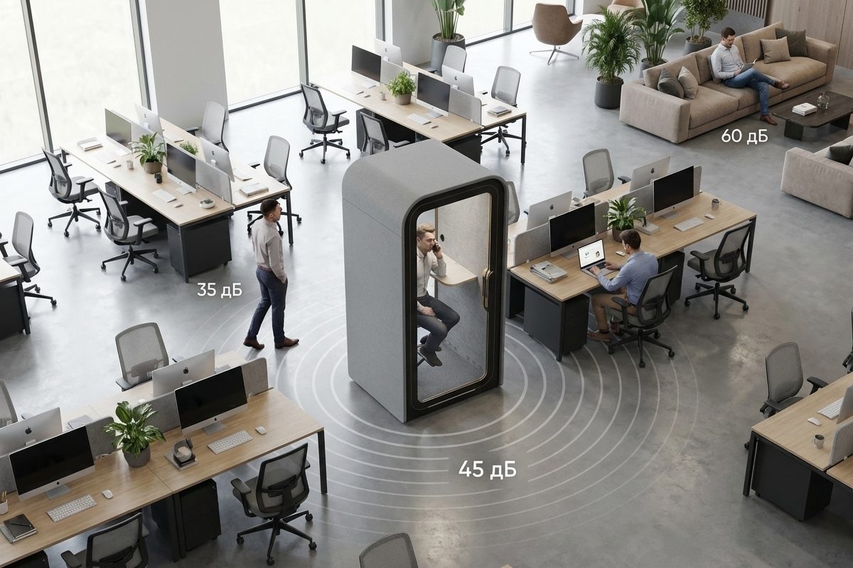 шумоизоляционная кабина в офисе